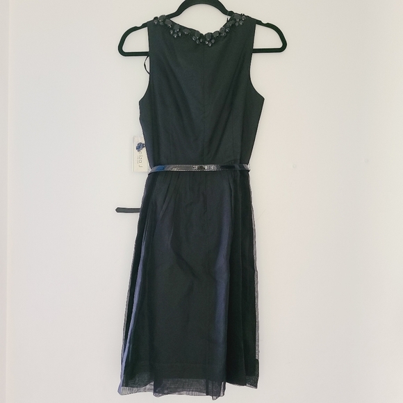 NWT ELIZA J black dress with belt and beads, 💯 silk, sleeveless - Picture 6 of 8